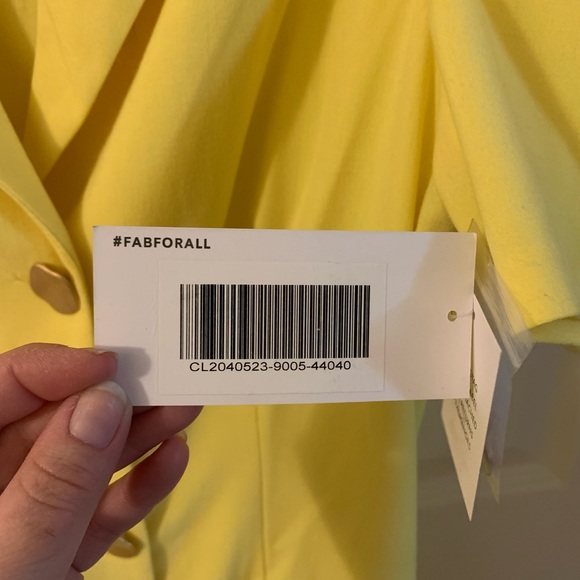 NWT JustFab Pale Yellow Mod 60s Style Puff Sleeve Blazer Dress - Picture 6 of 6